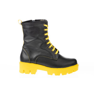 Ghete femei piele 3191-256 negru+galben