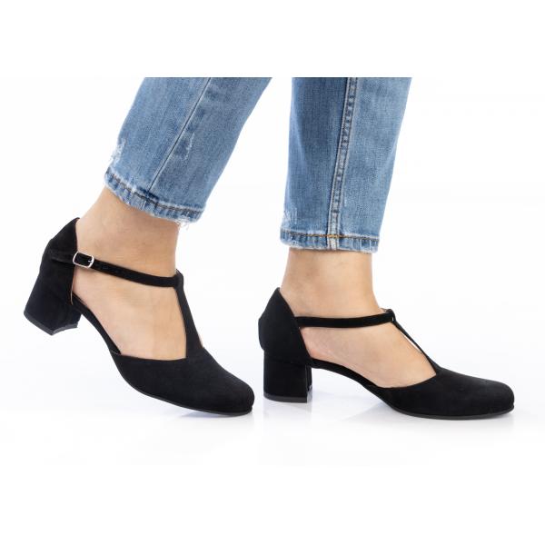 Pantofi femei piele 07-1725-333 negru piele întoarsă - imagine 4