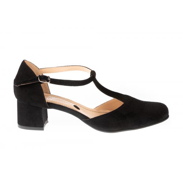 Pantofi femei piele 07-1725-333 negru piele întoarsă