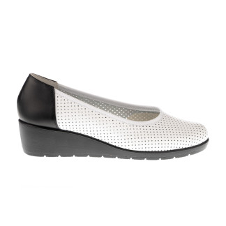 Pantofi femei piele 1727-238 alb perforat+negru