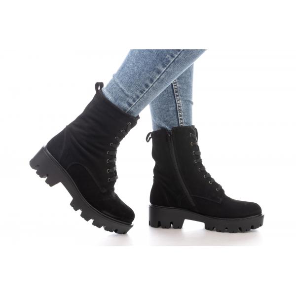 Ghete femei piele 04-3191-256 negru piele întoarsă - imagine 4