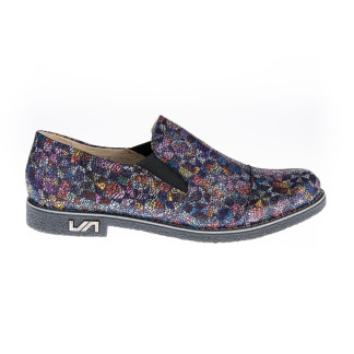 Pantofi femei piele 1729-249 marmorat albastru