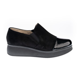 Pantofi femei piele 1754-267 negru piele întoarsă + lac