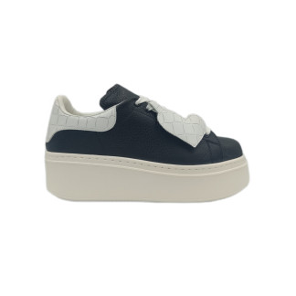 Pantofi femei sport piele 1802-244 negru bizon+alb model